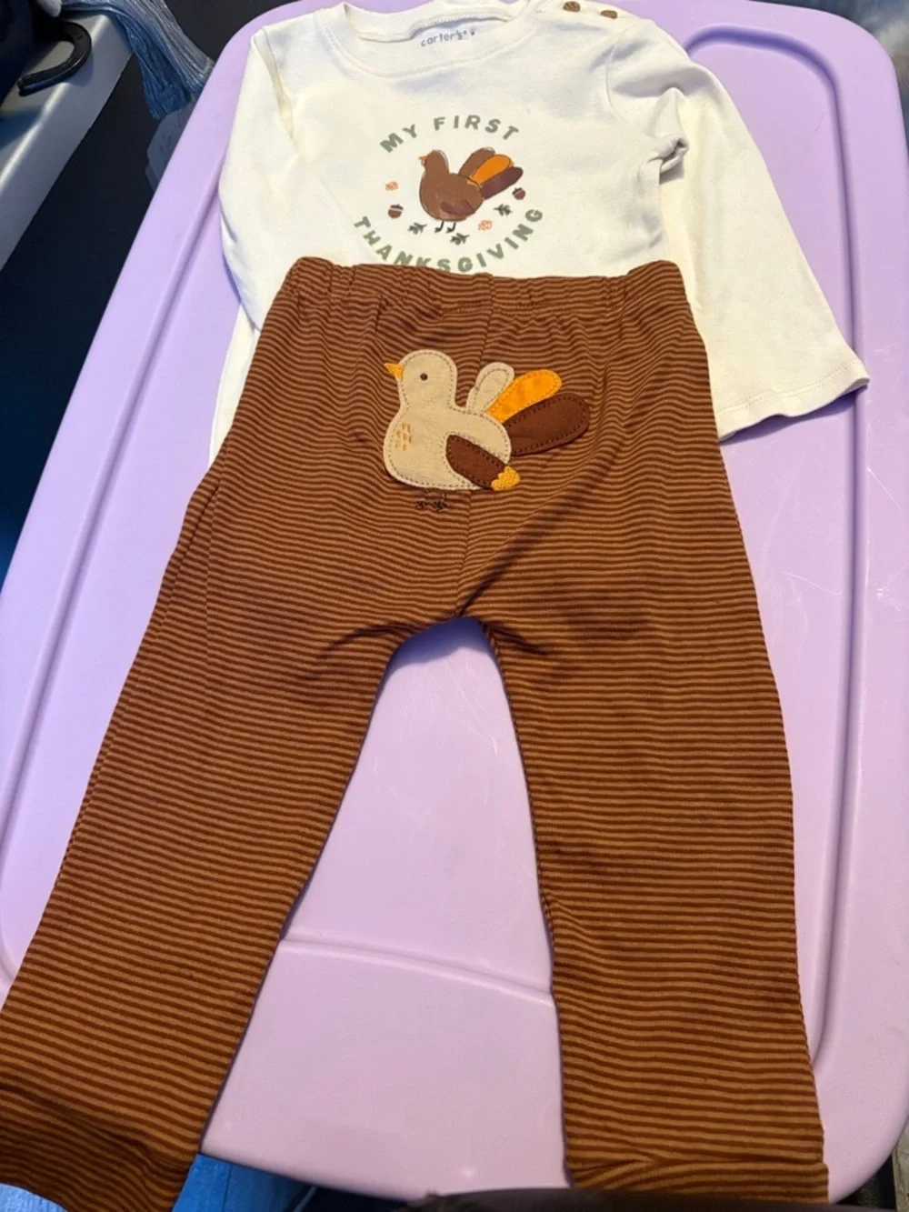 Rust Brown Football Onesie and First Thanksgiving outfit